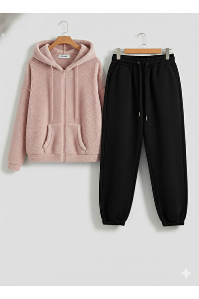 KVİNS Unisex Oversize Σετ Φόρμας με Πλήρες Φερμουάρ και Βελούδινη Υφή |   Βελ...