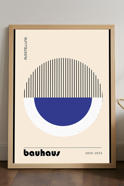 Duvarda Poster înrămat din lemn natural Bauhaus, pictură decorativă artistică...