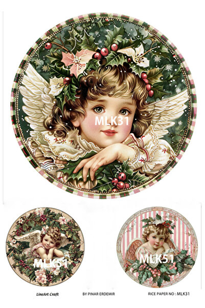 LİNEART Melek Deseni Pirinç Dekopaj Kağıdı No:MLK31- 29x42cm