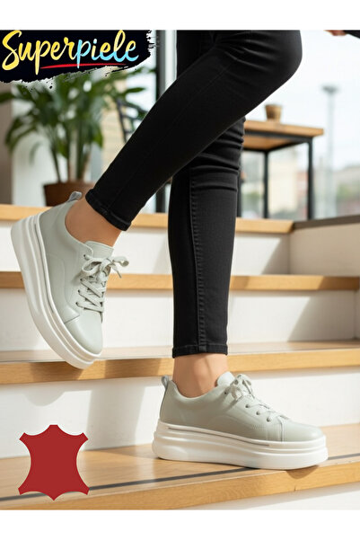 ANGEL BLUE Pantofi casual dama piele naturala cu platformă și inchidere sireturi