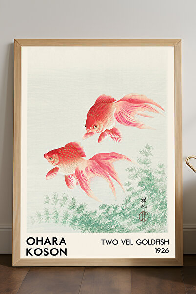 Duvarda Ohara Koson poster u okviru od prirodnog drveta, dekorativna umetničk...