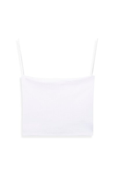 Ltb Strapless Basic Crop White Tank Top