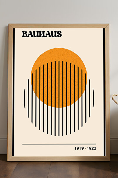 Duvarda Poster înrămat din lemn natural Bauhaus, pictură decorativă artistică...