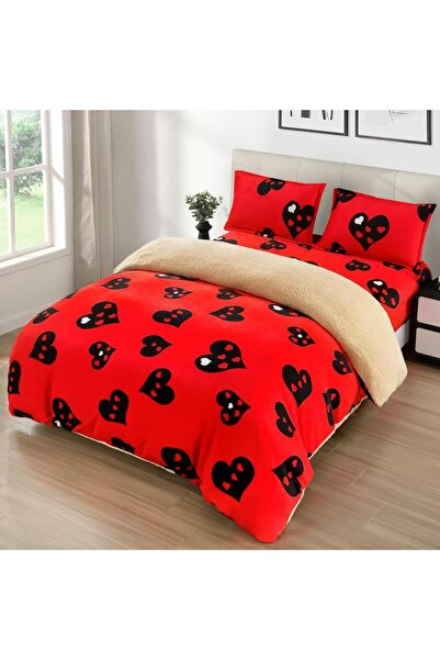 Lenjeria Familiei Tale Cocolino 4-Piece Underwear Set with Fur and Elastic – Red-Black Hearts Pattern