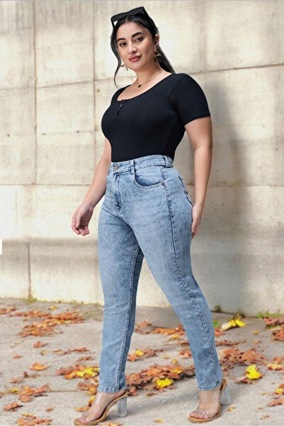 SANTA BELLA Cruze Blue Snow High Waist Women's Stretch Fabric Plus Size Jean Battal Jeans Pants