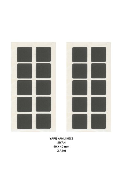Adilon Zemin Koruyucu 40 x 40 mm Siyah Keçe, Ses ve Çizik Önleyici Siyah Mobi...