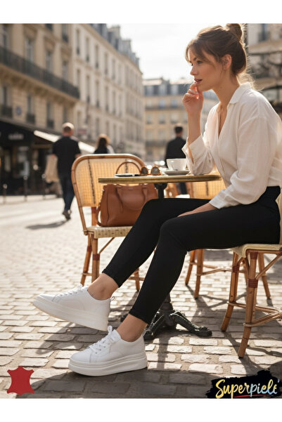 ANGEL BLUE Women's casual shoes made of genuine leather with platform and lace-up closure