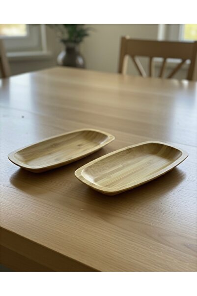 Tutku 2'Li Ahşap Bambu Kayık Çerezlik