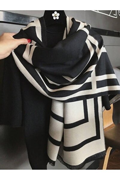 lamsat fn Reversible faux cashmere scarf, one piece, Color Block, thick and warm for autumn/winter