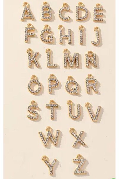 ak-ha takı tasarım gold zirkon taşlı harf kolye