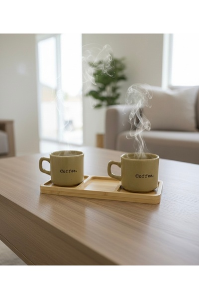 Tutku Bambu Sunumluklu 2'Li Fincan Takımı