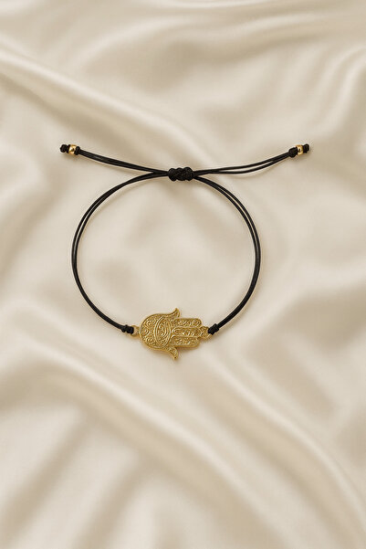 Femenino Fatma Ana Eli Hamsa Figürlü Siyah İpli Nazar Bileklik