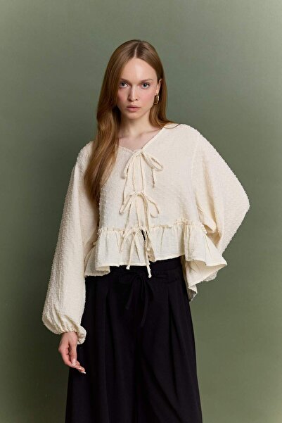 DeFacto Μακρυμάνικο τουνίκ με κορδόνια με λαιμόκοψη σε σχήμα V F9173AX25AU