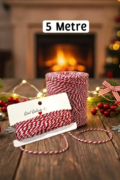 Metranya Marteniçka Bileklik İpi, 5 Metre, Hediye Paketleme İpi, Yılbaşı Kırm...