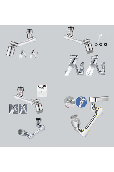 Evvano مرن 1080 °   رأس صنبور متحرك بثلاثة مفاصل مع وحدة تدفق المياه للحوض