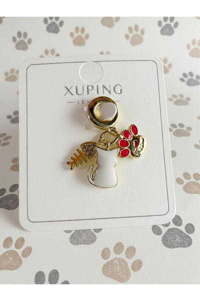 marvelous XUPİNG Çelik Kedili Patili Balıklı Kolye ucu-Charm