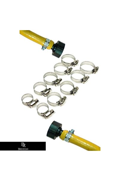 Brentino 10 قطع من مشابك الخراطيم الفولاذية المغلفة بالجلفنة