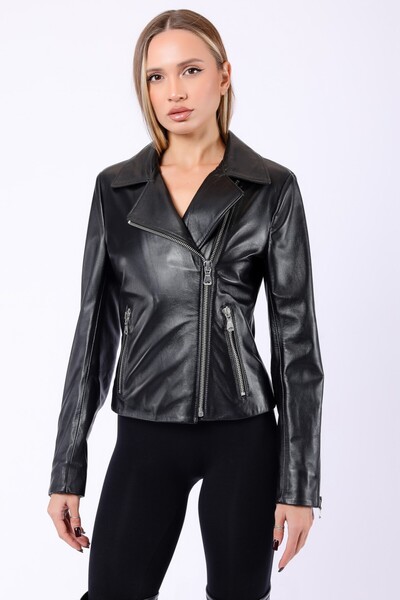 Leather Club Siyah Hakiki Deri Ceket
