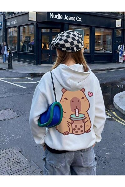 No Plan Φούτερ για κορίτσια/αγόρια CAPPYBARA DRINK COFFEE με στάμπα στην πλάτ...