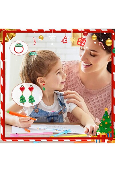 OEM Christmas jewelry set, clip-on earrings, hair clip, bracelet, for girls, red