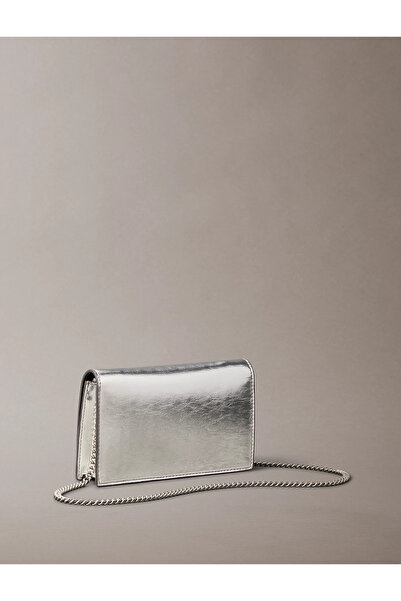 Calvin Klein Women's Plain Leather Logo Model Daily Use Silver Shoulder Bag Lv04F3320G-3Jh