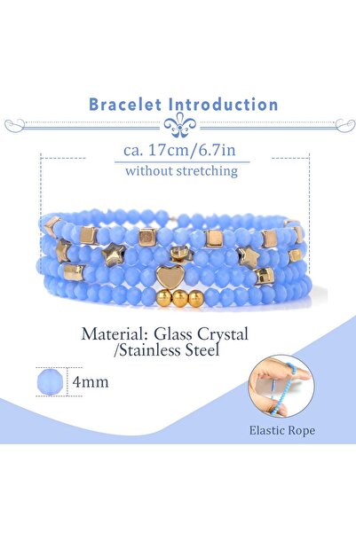 OEM 4 multi-layer bracelets for women, with crystals and hearts, elastic