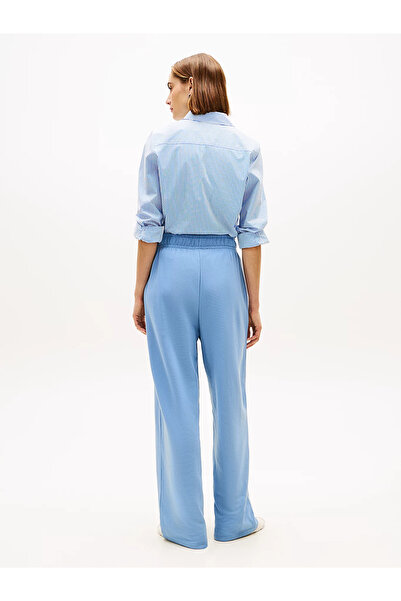 Tommy Hilfiger Women's Loose Wide Leg Regular Waist Light Blue Trousers Ww0Ww48784-C33