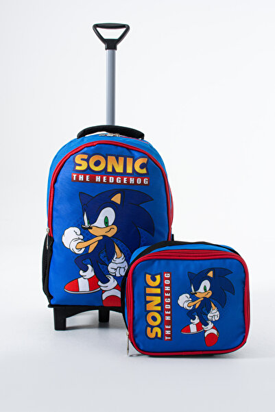 Sona Park Set de ghiozdan pentru școala primară Sonic Roller – Roller fix, picior pliabil, cu cutie de prânz
