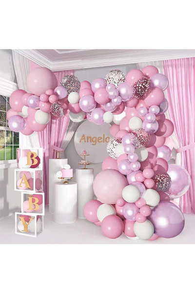Generic 103-PCS Pink White Latex Decorative Balloon Arch Garland Set or Gradu...