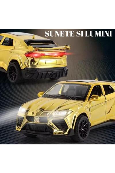 OEM Metal Car Lamborghini Urus Metallic, Moving Doors, Sounds, Lights, Gold, 16cm