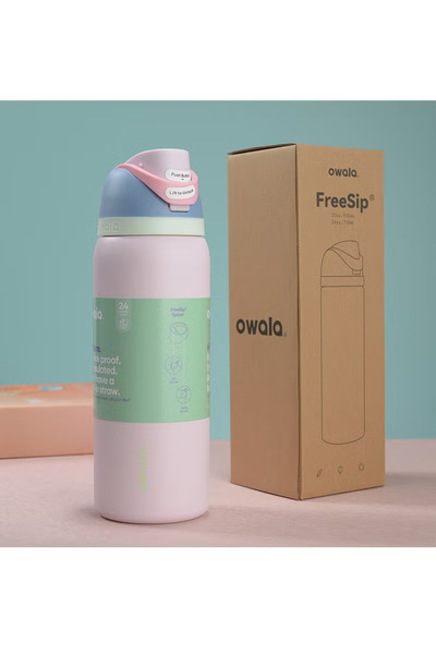 owala FreeSip Insulated Stainless Steel Water Bottle(Pink 32OZ)