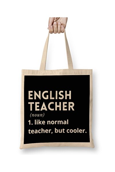 Toyaso English Teacher Defined White Tote Bag Long Handle Shopping Bag Beach Bag