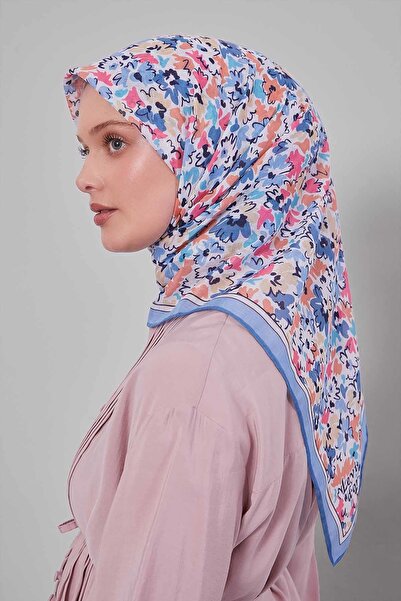 Levidor Blue Mixed Floral Pattern Soft Scarf