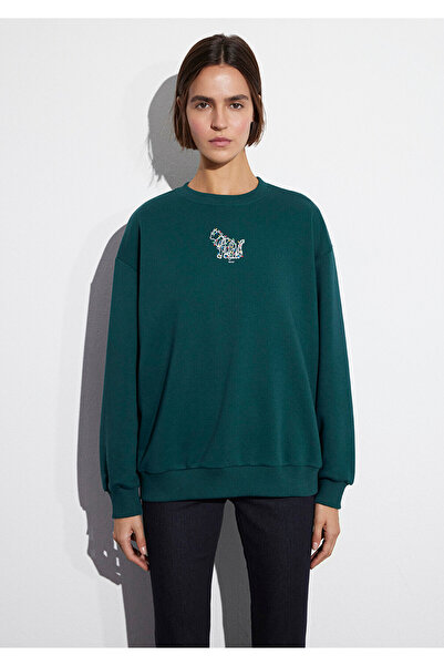 Mavi Christmas Themed Green Sweatshirt 1S10500-71932