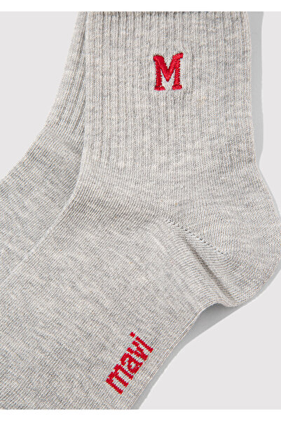Mavi M Embroidered Gray Socks 1913541-24386