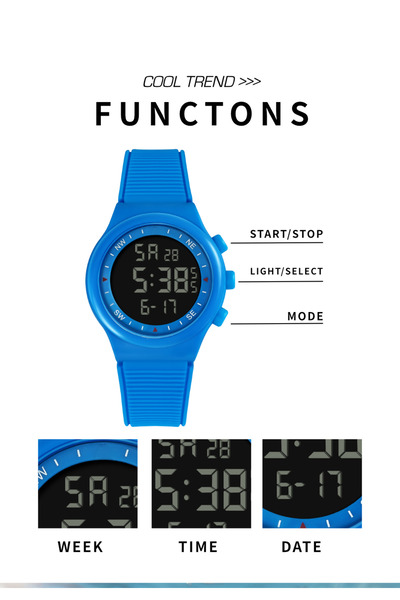 shiyunmei New men's and women's sports watches, timing alarms, night light multifunctional electronic watches