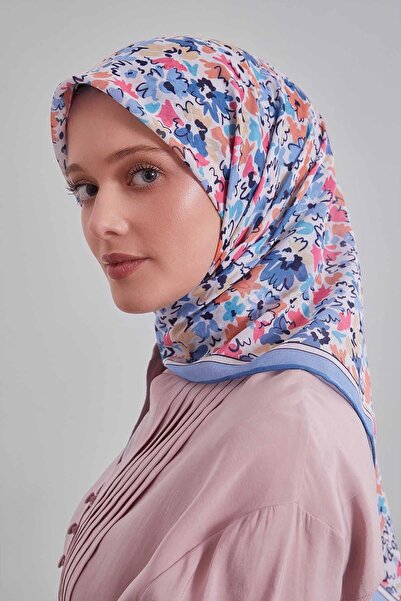 Levidor Blue Mixed Floral Pattern Soft Scarf