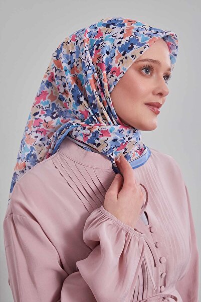 Levidor Blue Mixed Floral Pattern Soft Scarf