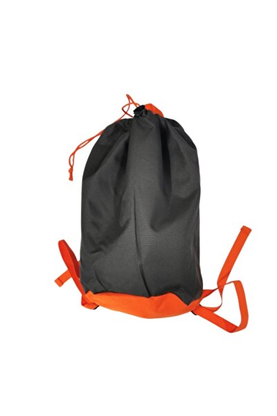 G Golden Case Drawstring Backpack with Side Pocket, 600D Polyester, 44x26x13 cm, Gray-Orange