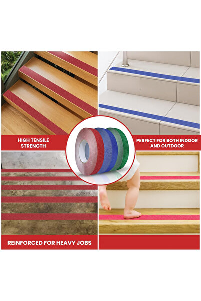 G Glixicom Red Anti-Slip Adhesive Tape for Stairs/Steps Indoor/Outdoor 5 m x 5 cm
