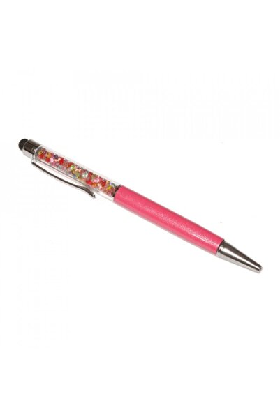 G Golden Case Stylus touch pen with pen, decorated with mixed crystals, metallic fuchsia