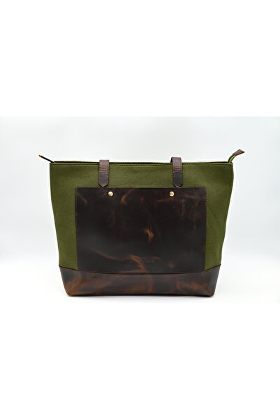 karenzi Artisanal Canvas & Genuine Leather Horizontal Tote Bag