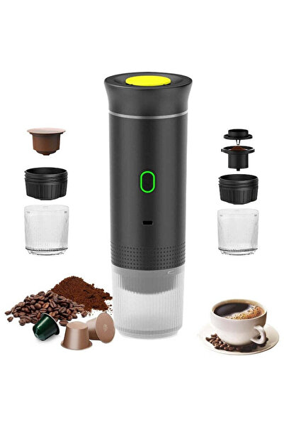OEM Portable 3-in-1 Espresso – 20 Bar, 7500 mAh, Nespresso/Dolce Gusto & Ground Coffee, USB-C, Black