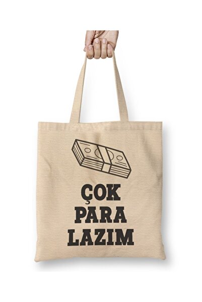 Toyaso Funny Saying Too Much Money Needed White Cloth Bag Long Handle Shopping Bag Beach Bag