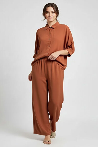 Muchmy 2 Pcs Women Co-ord Set Women Clothing Set Casual Girls Top Collar Shirt and Bottom Lady's Outfit