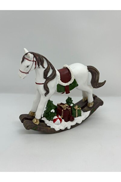 Armonia Floral Cal balansoar, cu brad, cu cadou, rasina, 18 x 6 x 18 cm, alb, visiniu