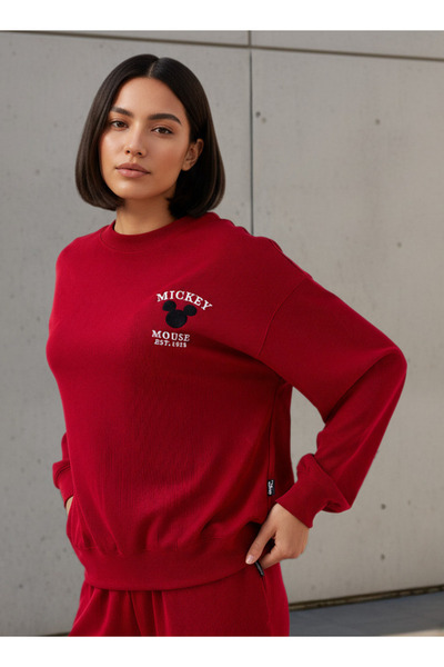 SP Characters Oversized Sweatshirt with Mickey Mouse Embroidery Detail