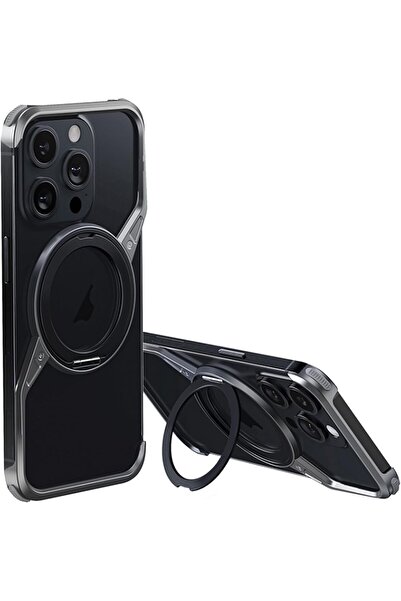 Margoun Minimalist Phone Case Compatible With MagSafe iPhone 16 Pro Max (Gray+Glass)