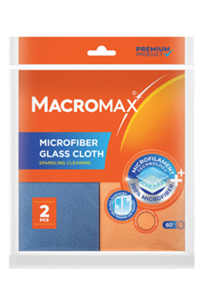MACROMAX Microfibre Glass Cloth Set of 2 Streak-Free Mirror & Glass Cloth