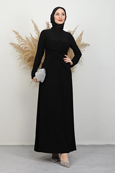 GİYZAMİLA Gözde Combed Cotton Dress Black